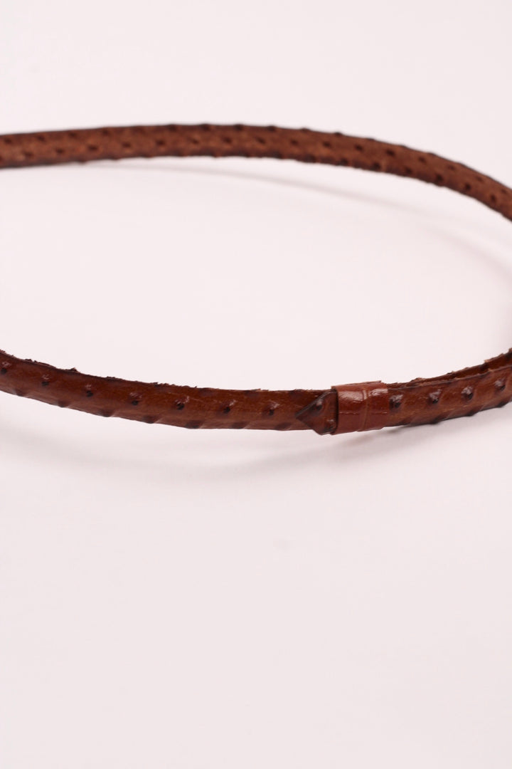 Leather Ostrich Hat Band  / Caramel