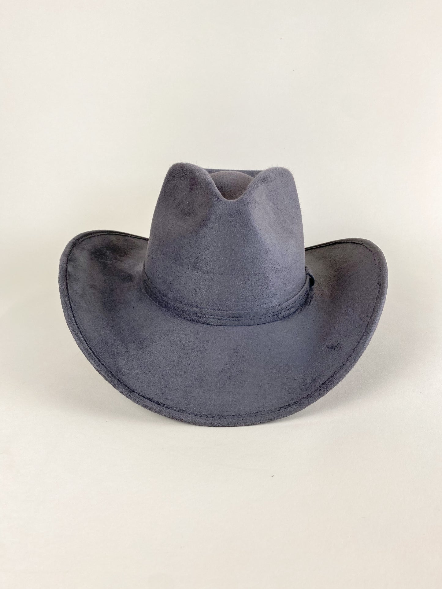 Santa Fe Vegan Suede Cowboy Rancher Hat- Charcoal W/O Band