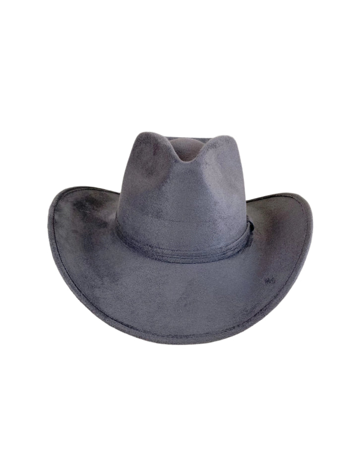 Santa Fe Vegan Suede Cowboy Rancher Hat- Charcoal W/O Band