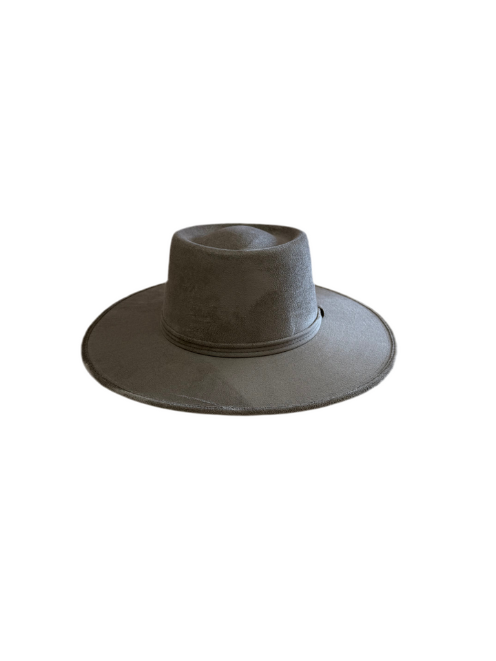 Vegan Suede Gambler Hat- Grey