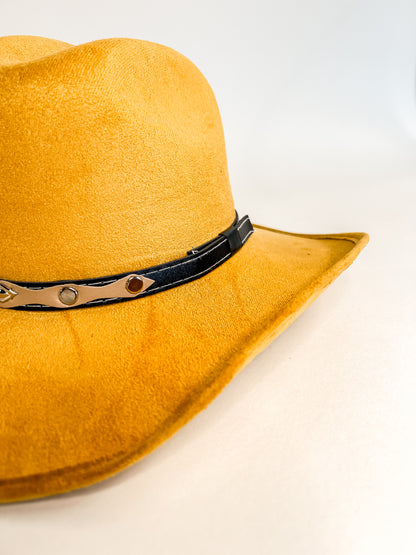 Austin Vegan Suede Cowboy Hat- Mustard Yellow