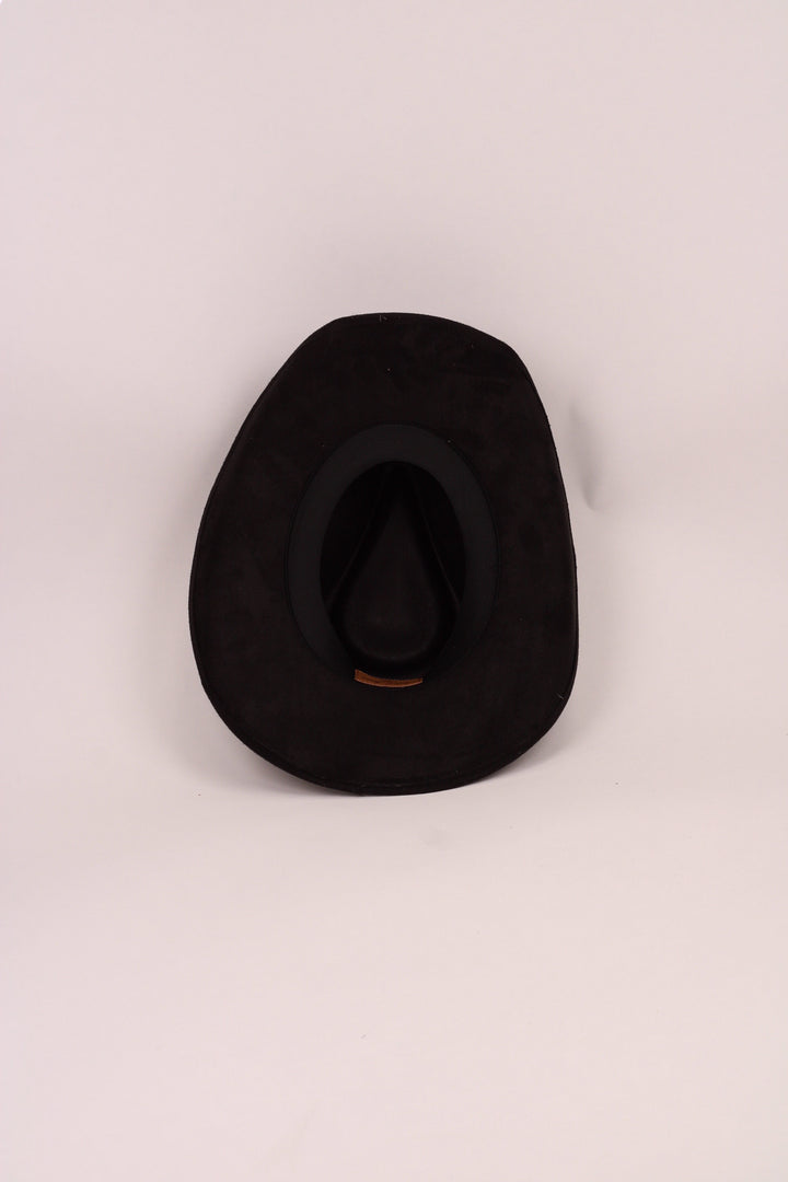 Santa Fe Vegan Suede Cowboy Rancher Hat- Black