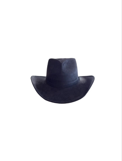 Vegan Suede Heart Shaped Cowboy Hat- Black