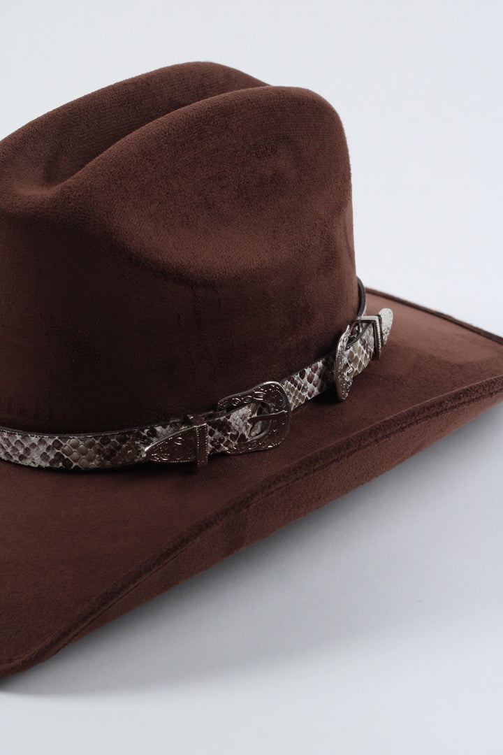 Double Buckle Leather Hat Band