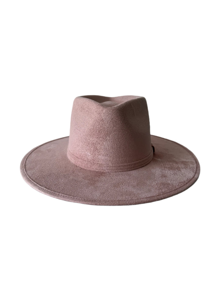 Vegan Suede Diamond Hat - Flat Brim - Pale Dusty Rose
