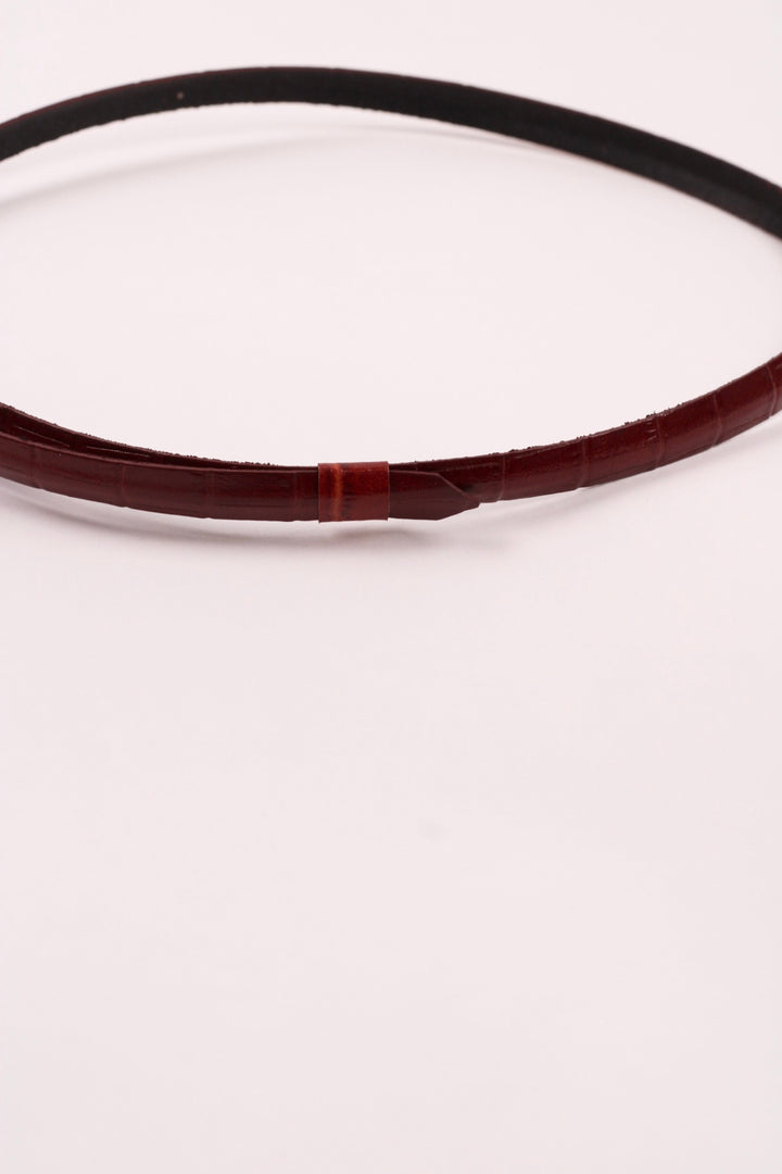 Leather Crocodile Hat Band / Falu Red