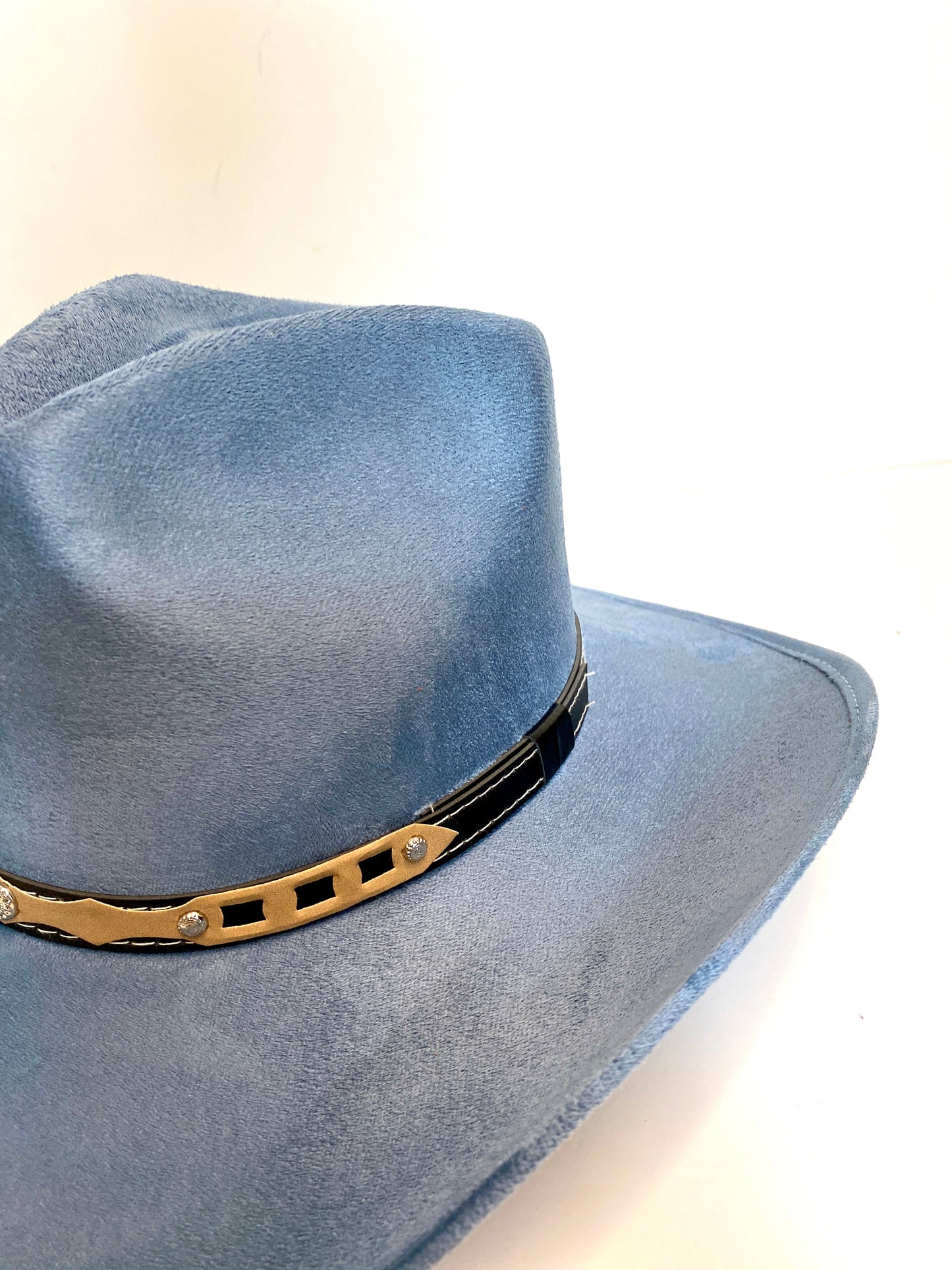 Santa Fe Vegan Suede Cowboy Rancher Hat- Steel Blue
