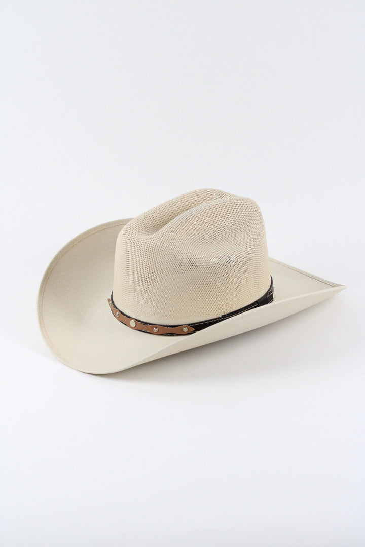 Luckenbach Cattlemen Mesh Top Structured Cowboy Hat - Ivory
