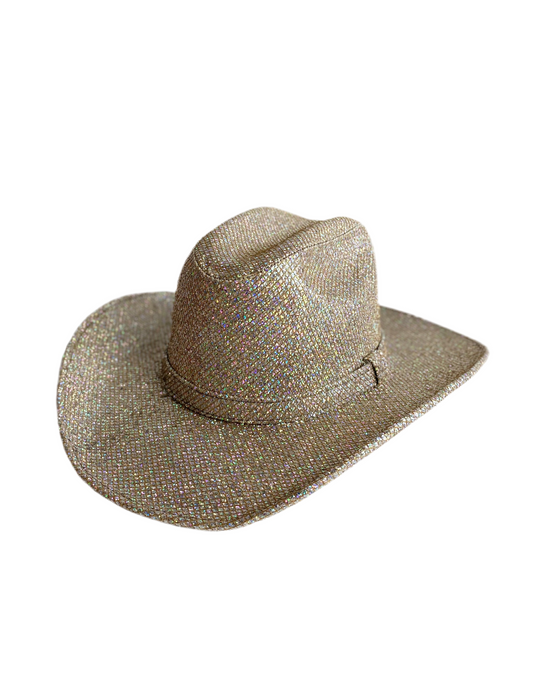 Western Cowboy Glitter Hat- Silver/Champagne