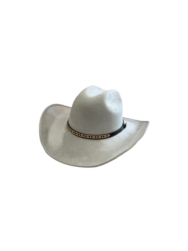 Austin Vegan Suede Cowboy Hat- Light grey
