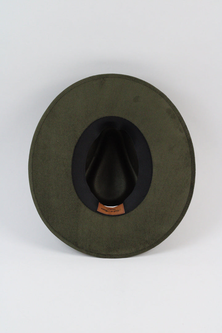 Vegan Suede Rancher Hat - Olive Green