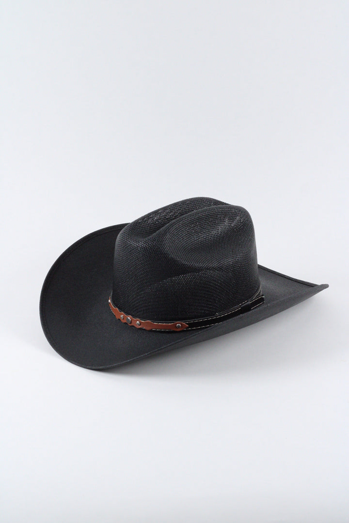 Luckenbach Cattlemen Mesh Top Structured Cowboy Hat - Black