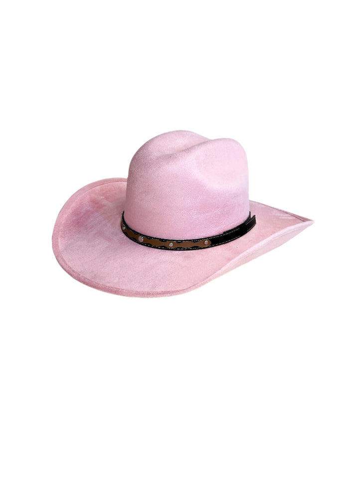Austin Vegan Suede Cowboy Hat- Blush Pink