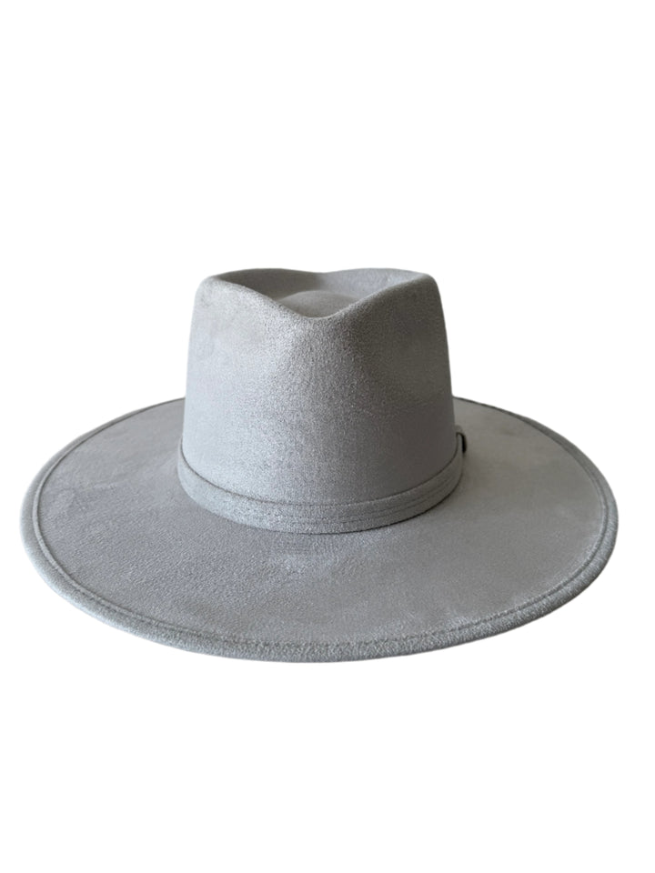 Vegan Suede Diamond Hat - Flat Brim - Light Grey