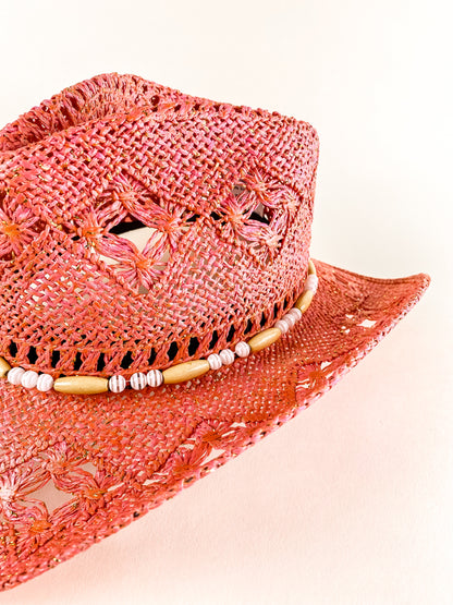 Bayside Rancher Raffia Hat - Coral