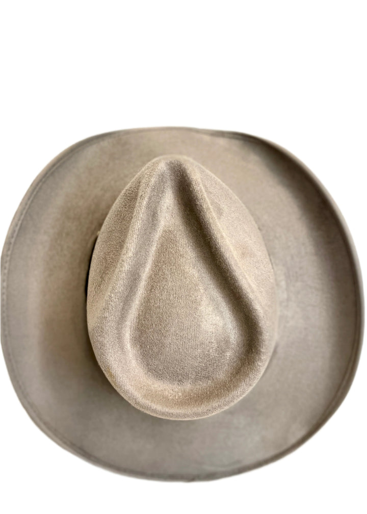Santa Fe Vegan Suede Cowboy Rancher Hat- Light Grey