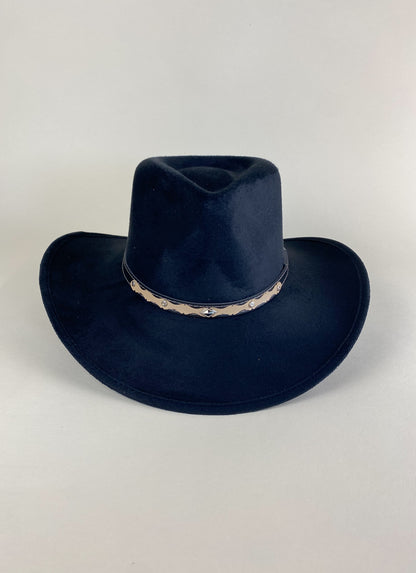 Santa Fe Vegan Suede Cowboy Rancher Hat- Black