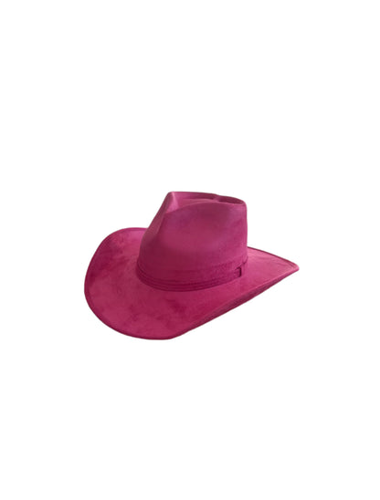 Vegan Suede Heart Shaped Cowboy Hat- Magenta