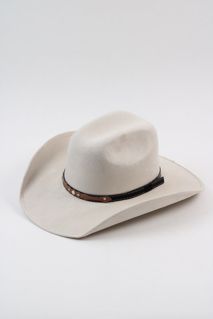 Austin Vegan Suede Cowboy Hat- Ivory
