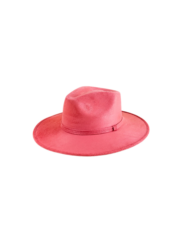 Vegan Suede Rancher Hat - Coral Pink