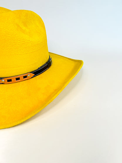 Austin Vegan Suede Cowboy Hat- Yellow