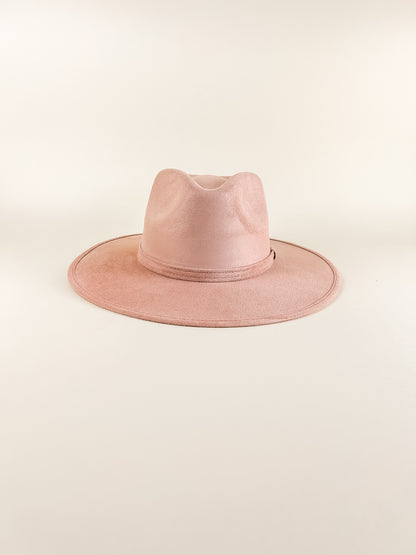 Vegan Suede Rancher Hat - Pale Dusty Rose