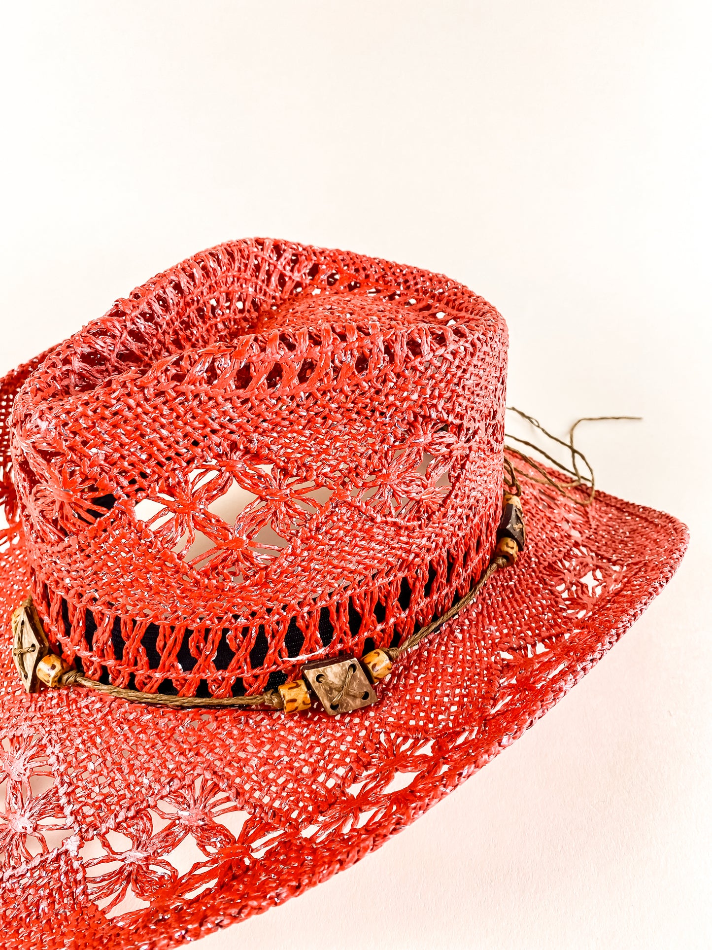 Bayside Rancher Raffia Hat - Lipstick Red