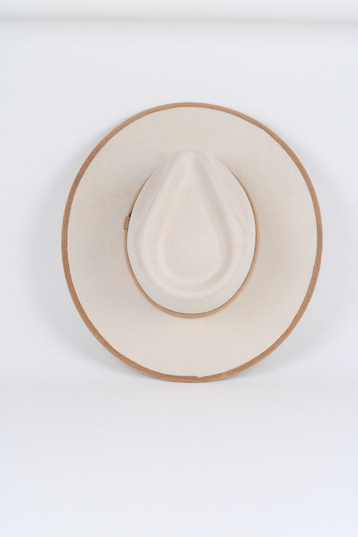 Vegan Suede Rancher Hat - Duo Tone - Ivory + Cappuccino