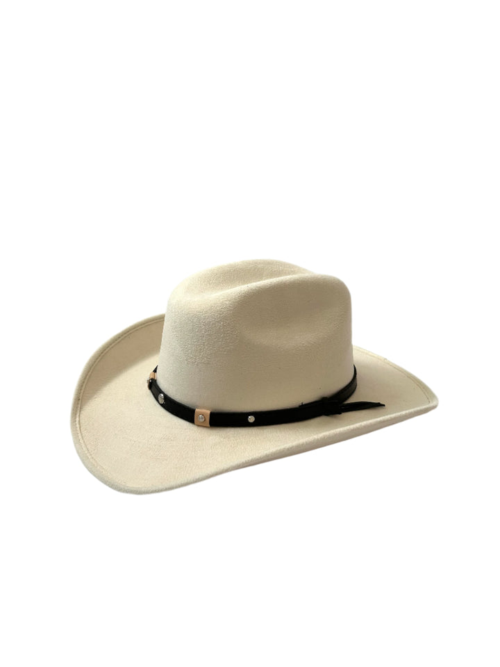 Kids Vegan Suede Austin Hat - White
