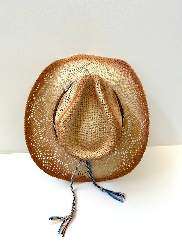 Ellie Cowboy Straw Hat - Teal Band