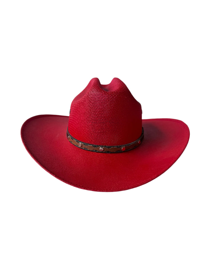 Luckenbach Mesh Top Structured Cowboy Hat - Lipstick Red