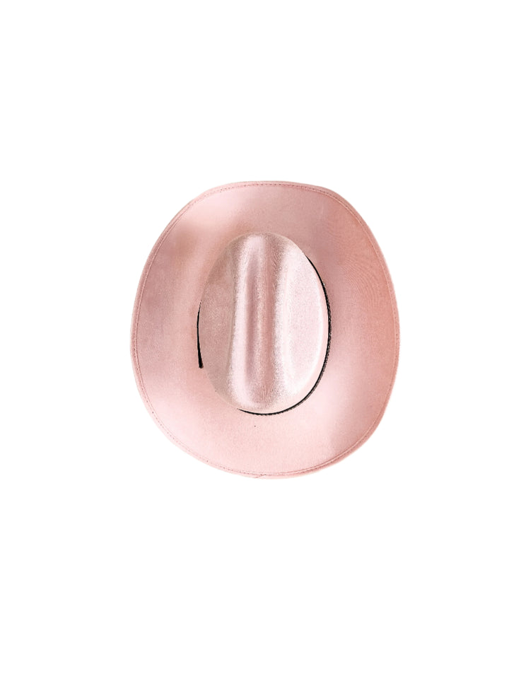 Texana Vegan Suede Cowboy Hat - Blush Pink