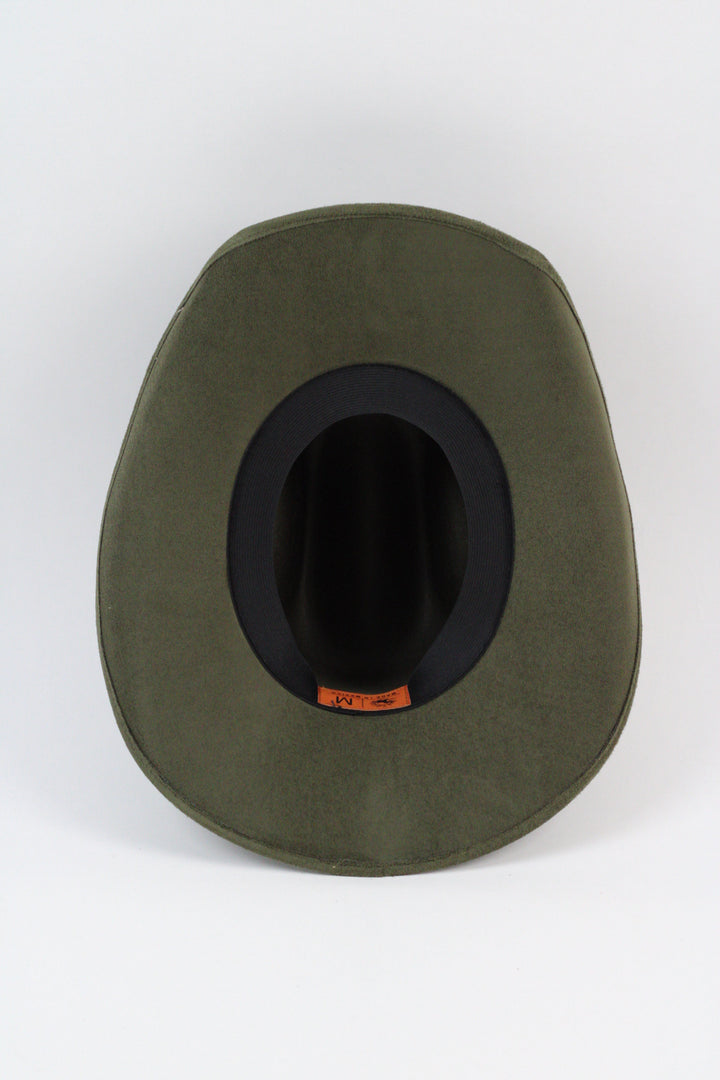 Austin Vegan Suede Cowboy Hat- Olive Green