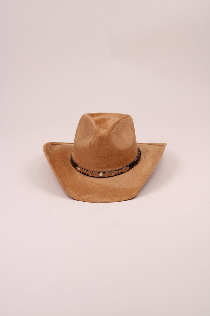 Santa Fe Vegan Suede Cowboy Rancher Hat- Cappuccino