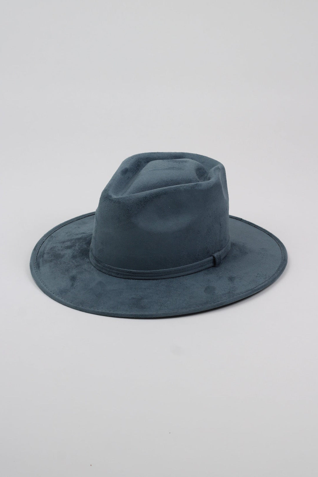 Vegan Suede Arrow Crown Hat- Peacock Blue