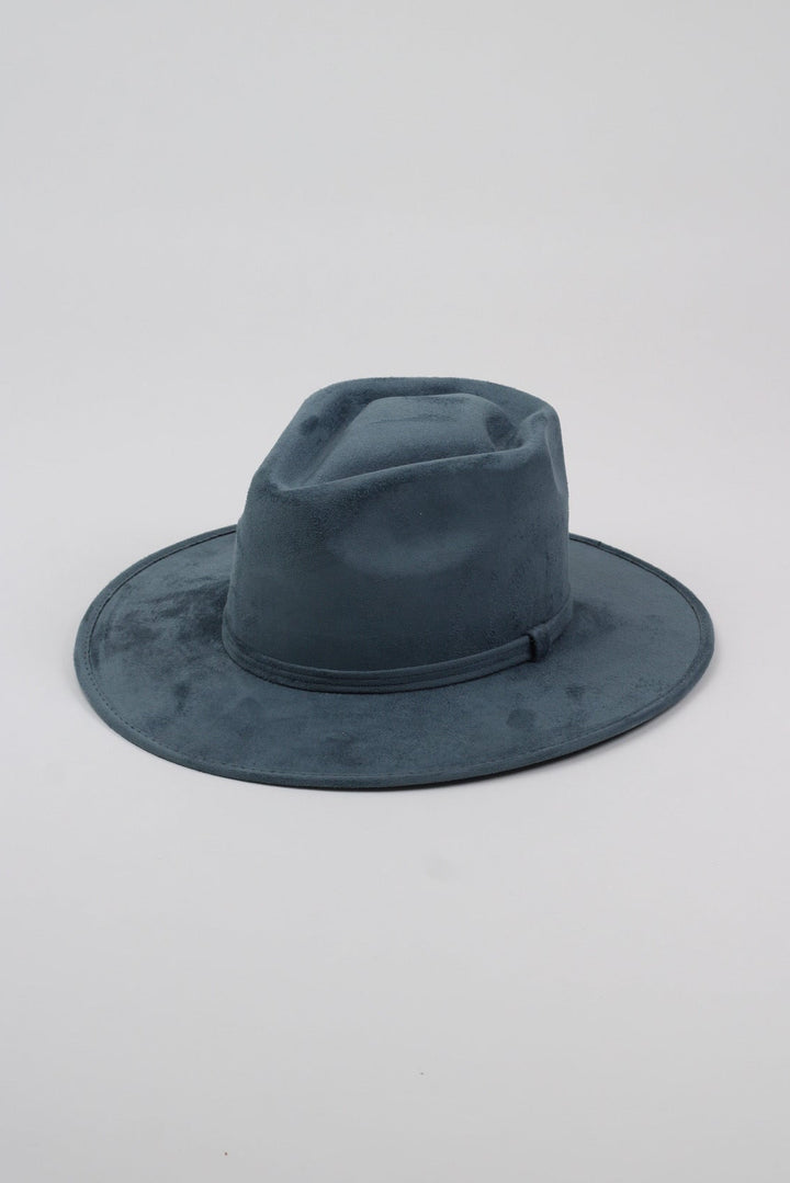 Vegan Suede Arrow Crown Hat- Peacock Blue