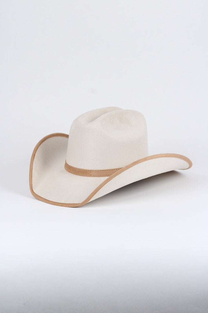Texana Vegan Suede Cowboy Hat -Duo Tone - Ivory + Cappuccino