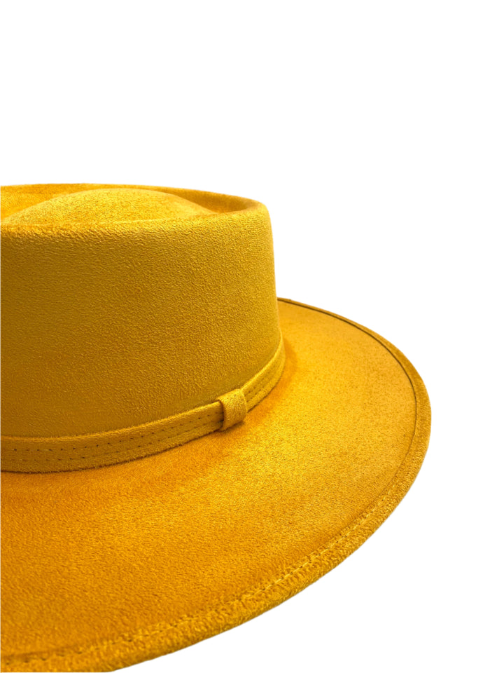 Vegan Suede Gambler Hat- Mustard
