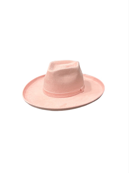 Vegan Suede Diamond Hat - Pencil Brim - Blush Pink