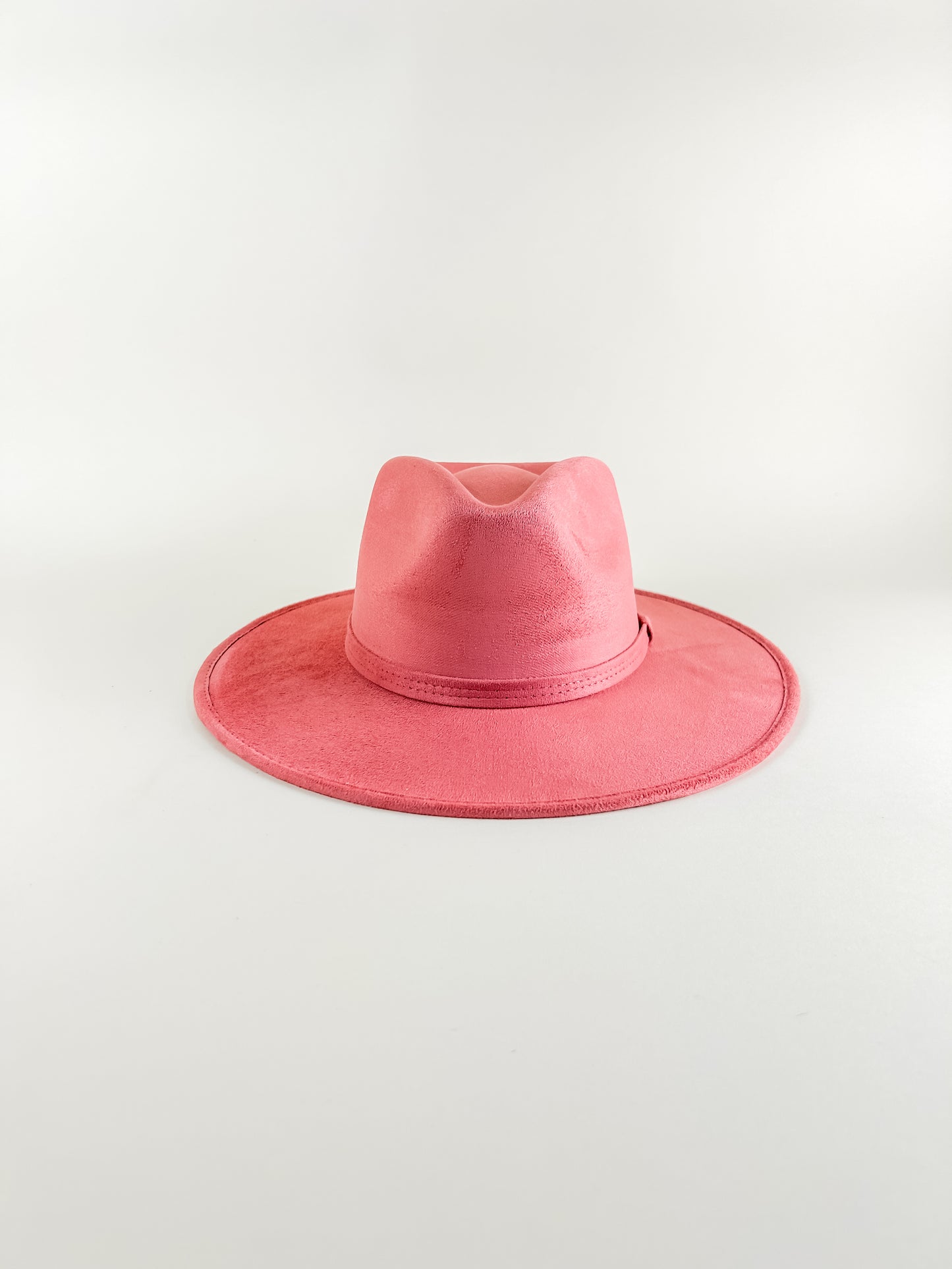 Vegan Suede Rancher Hat - Coral Pink