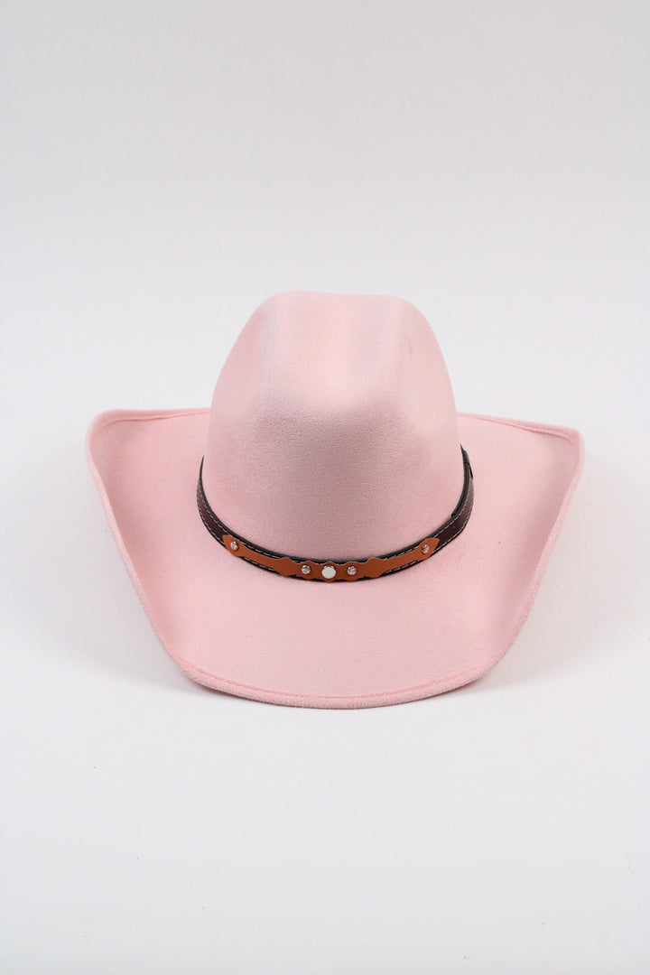 Austin Vegan Suede Cowboy Hat- Blush Pink