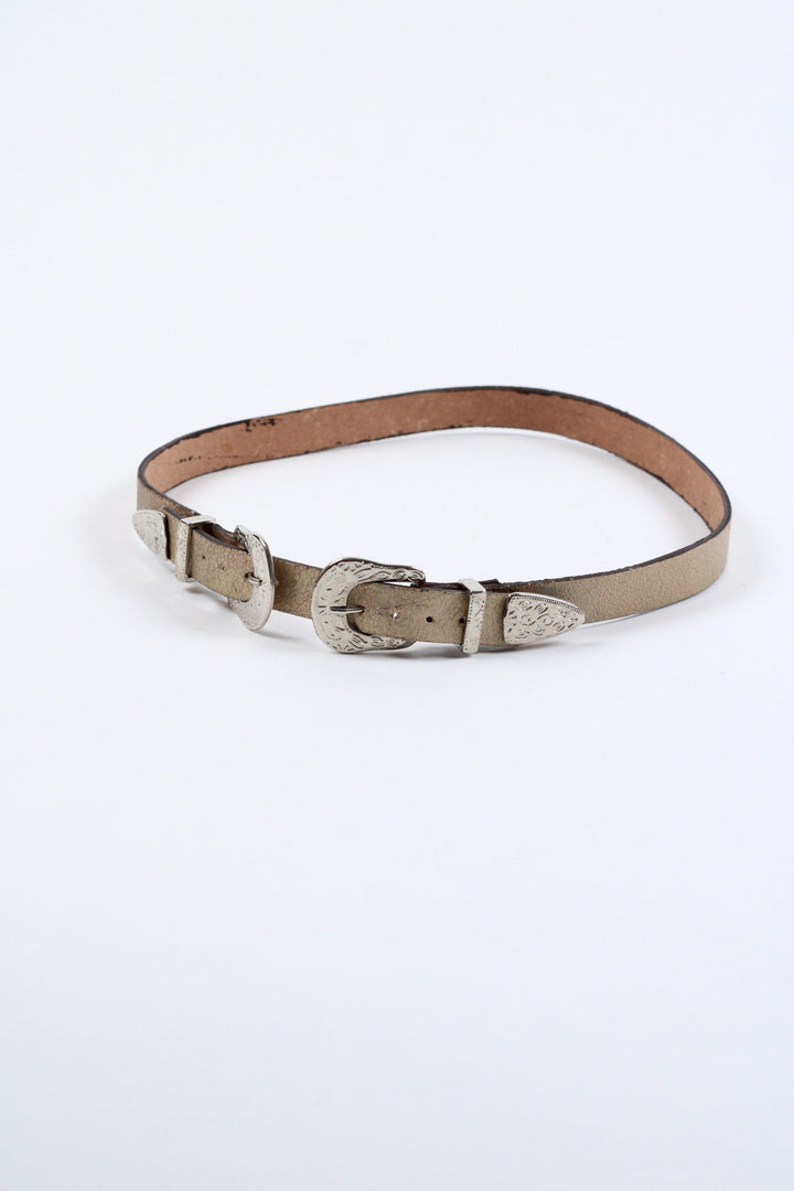 Double Buckle Leather Hat Band