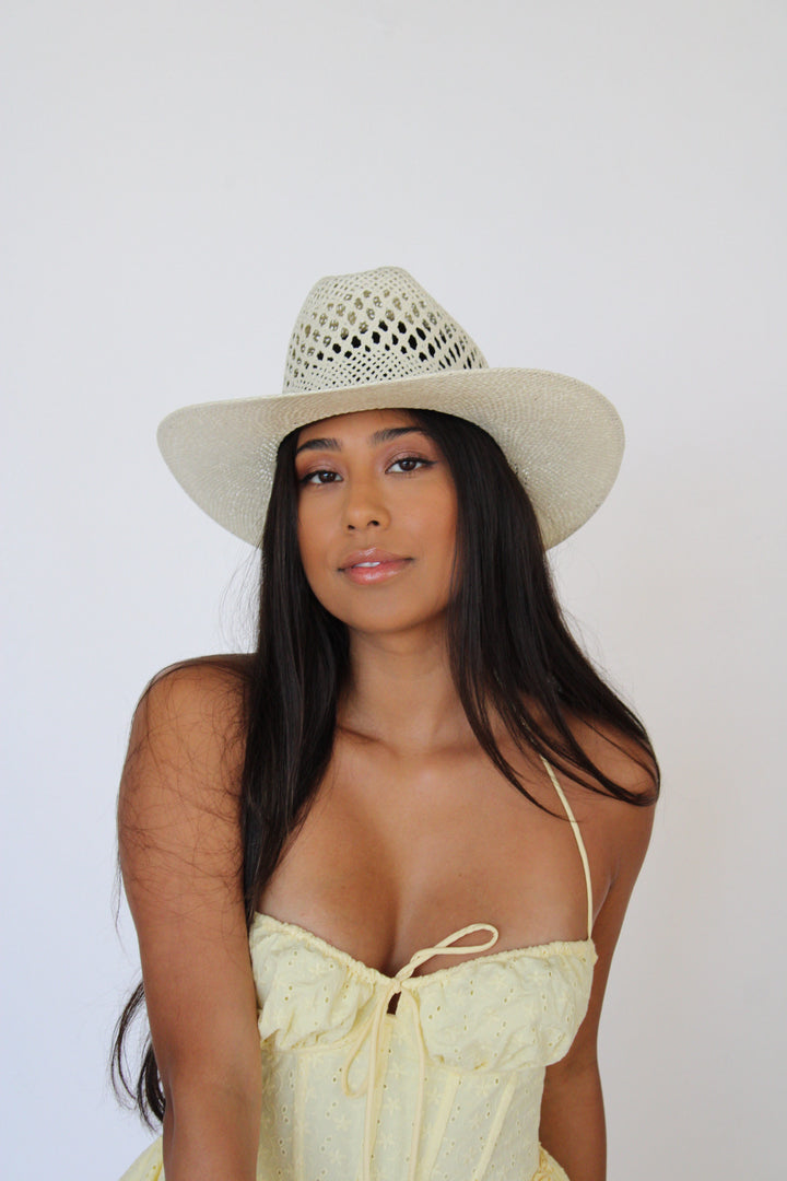 The Montecito Raffia Cowboy Hat - Ivory