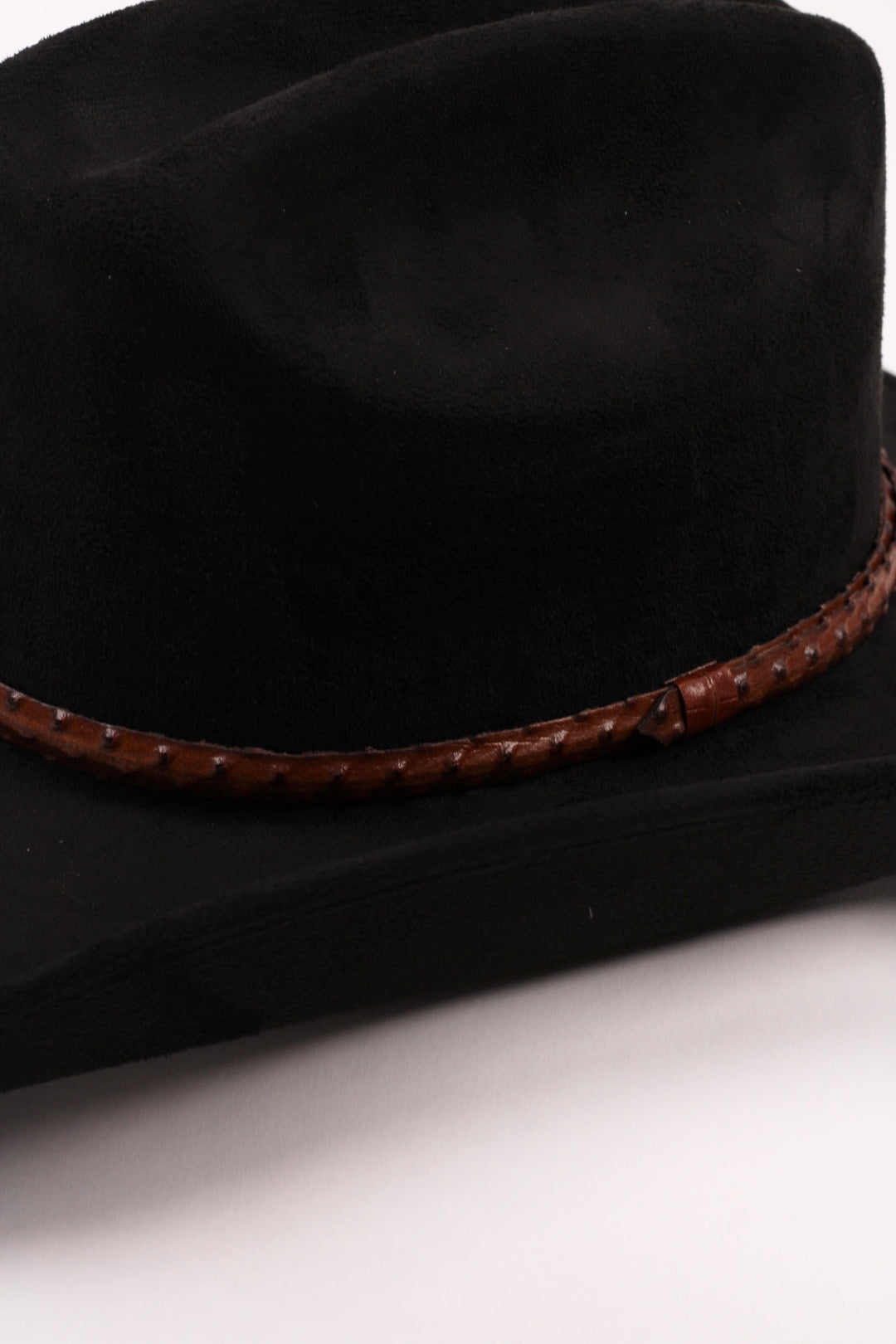 Leather Ostrich Hat Band  / Caramel