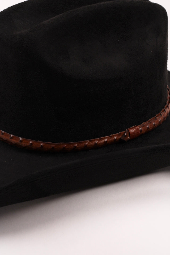 Leather Ostrich Hat Band  / Caramel