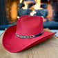 Santa Fe Vegan Suede Cowboy Rancher Hat- Lipstick Red