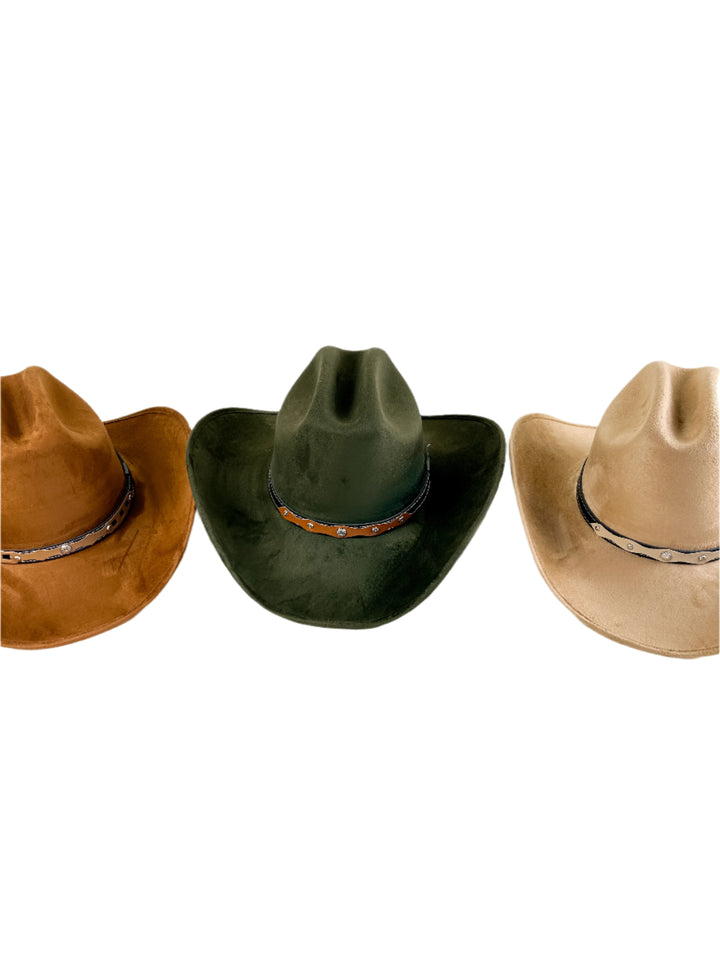 Texana Vegan Suede Cowboy Hat - Caramel