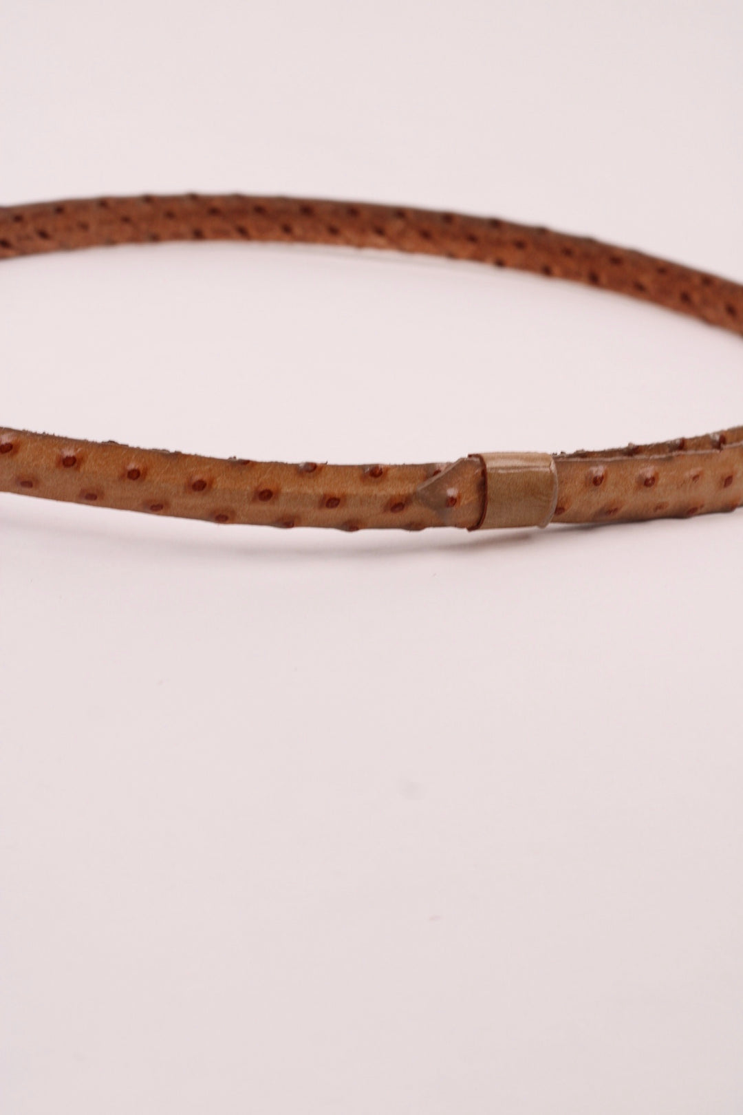 Leather Ostrich Hat Band  / Nude
