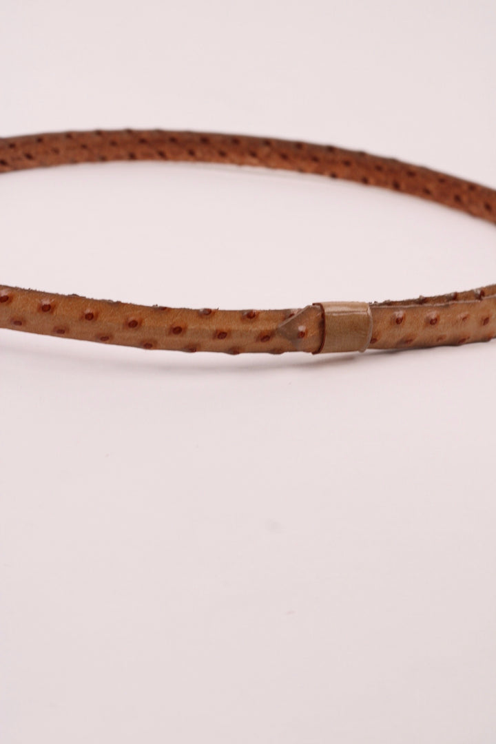Leather Ostrich Hat Band  / Nude
