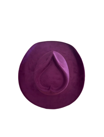 Vegan Suede Heart Shaped Cowboy Hat- Purple